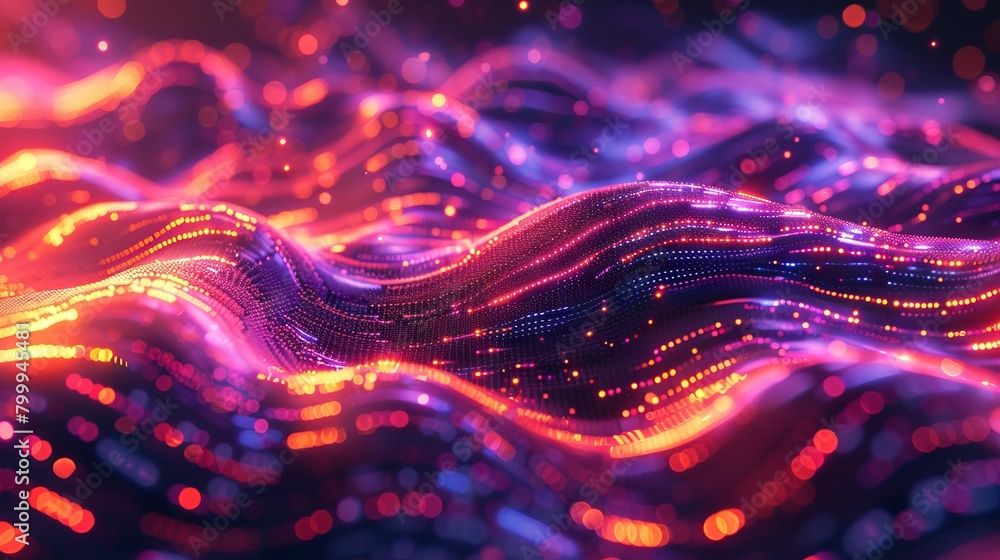 Poster vibrant abstract background: futuristic tech patterns and geometric shapes in dynamic motion - ideal