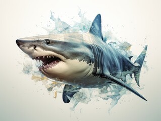 Naklejka premium Fierce Great White Shark Attacking