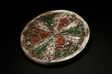 Antique ceramic plate with intricate floral design