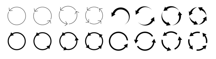 Circle arrow icon set. circular arrow icon refresh reload. Set of circle arrows. Vector illustration