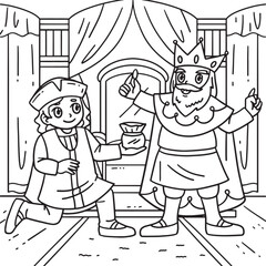 Columbus Day Man and the King Coloring Page  - obrazy, fototapety, plakaty