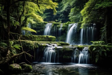 Lush Rainforest Waterfall Landscape