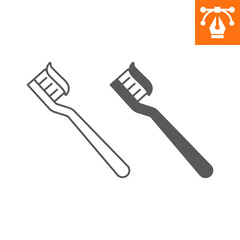Toothbrush line and solid icon, outline style icon for web site or mobile app, dentistry and hygiene, dental brush vector icon, simple vector illustration, vector graphics.