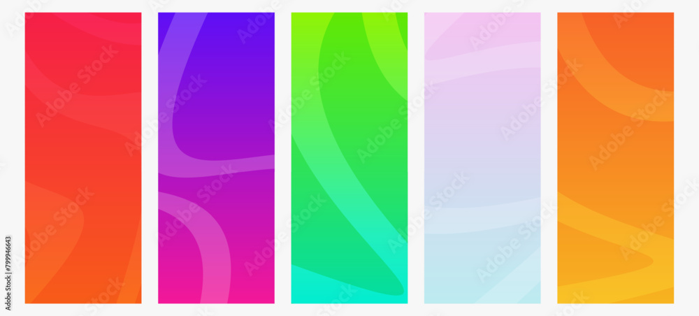Poster set of modern gradient backgrounds with wave line