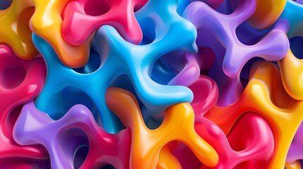 Colorful polymer abstract background for scientific concepts. Vibrant plastic surface in intricate formation. Dynamic shapes and hues illustration for science and design