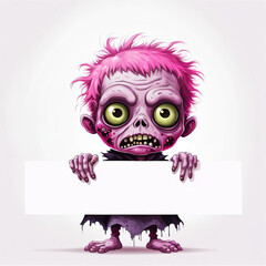 Pink halloween zombie with copy space