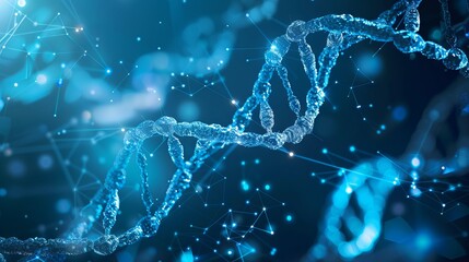 Vibrant abstract background of molecular structures: dna strands, genetic engineering, neural networks, innovation technology - scientific research concept