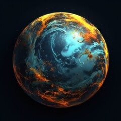 Fiery Planetary Sphere in Space