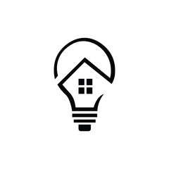 Creative lamp bulb home logo for innovative and bright residential design branding
