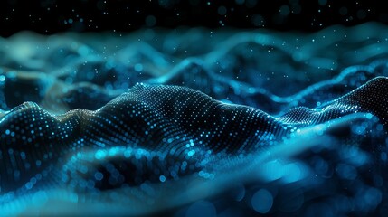 Vibrant tech abstract: futuristic cloud computing and data structure background with source code and network elements in 3d render. Conceptual wallpaper for technology, science, and innovation. Digita