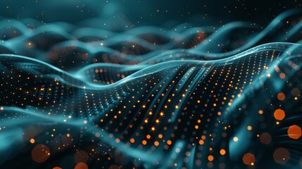 Vibrant tech abstract: futuristic cloud computing and data structure background with source code and network elements in 3d render. Conceptual wallpaper for technology, science, and innovation. Digita