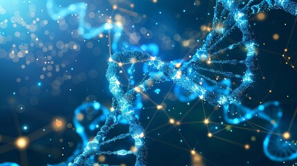 Vibrant abstract background of molecular structures: dna strands, genetic engineering, neural networks, innovation technology - scientific research concept