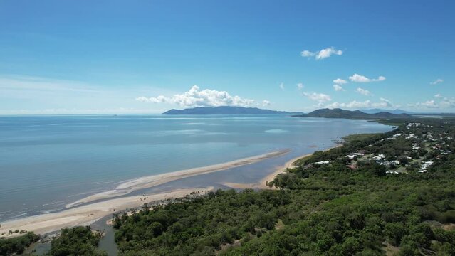 Aerial footage of Bushland Beach Townsville Queensland, Australia