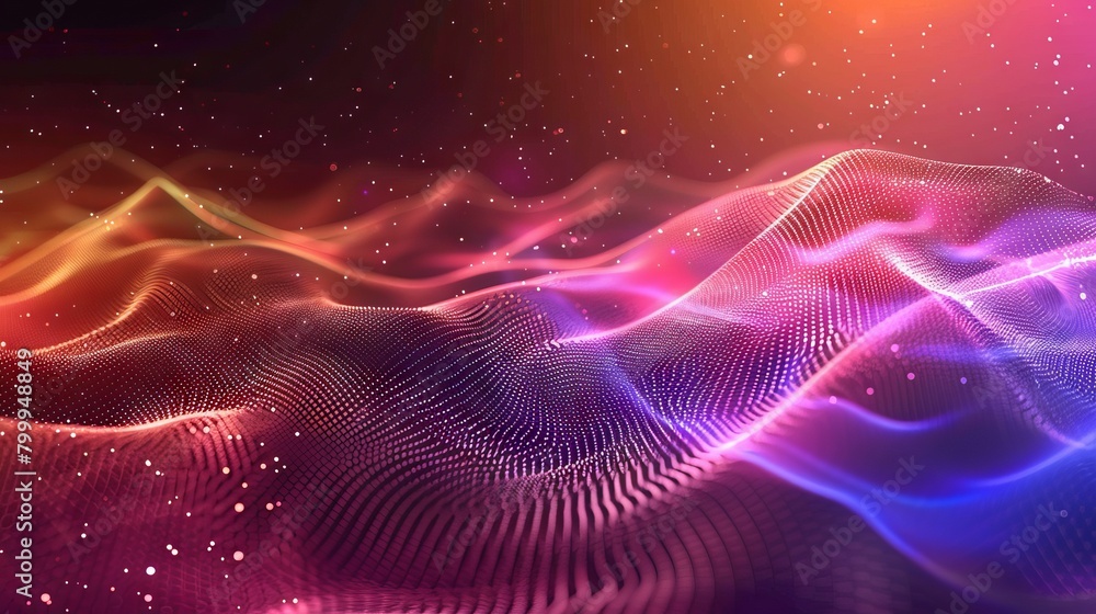 Poster vibrant tech abstract: futuristic cloud computing and data structure background with source code and