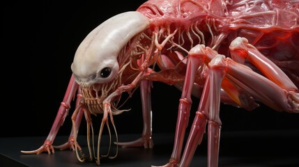 An ultra realistic render of a horrifying alien creature with a mix of insect and arachnid features