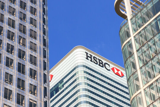 8 Canada Square, commonly referred to as the HSBC Tower, a skyscraper in Canary Wharf, London, UK