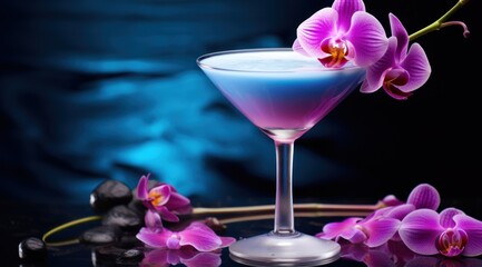 Obraz na płótnie Canvas Elegant cocktail with orchid flowers