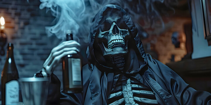 Grim reaper soul searching, ai generated.