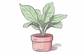 A simple drawing of a houseplant in a clay pot.
