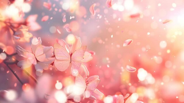 まばゆいピンクの蝶が夜桜にとまる