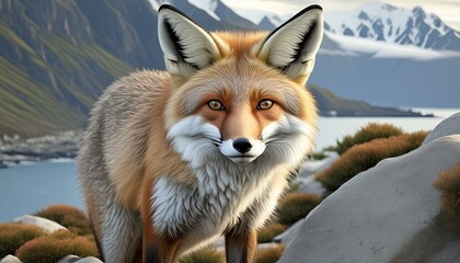 fox in the mountains.red fox vulpes.fox in the snow.red fox vulpes.red fox in the wild