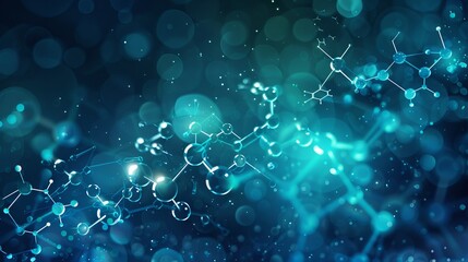 Vibrant abstract chemistry background with molecular structures and colorful reactions for science concept design