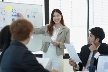 Team of business people and working together in office, Startup projects and business presentation.