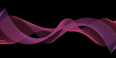 Abstract blend wave lines and technology background. Background lines wave abstract stripe design. Black background, mesh abstract, vector gradient line soft blend.	
