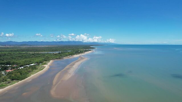 Aerial footage of Bushland Beach Townsville Queensland, Australia