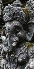 Architecture Symbol. Ancient Stone Ganesha Statue in Bali Showcasing Craftsmanship