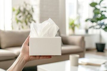 Tissue box with tissues in modern hom