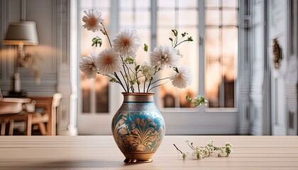 Vase .  antique vase on a wall.antique vase on a wall.still life with flowers.vase with flowers
