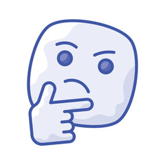 Well designed thinking emoji icon design, ready to use premium vector