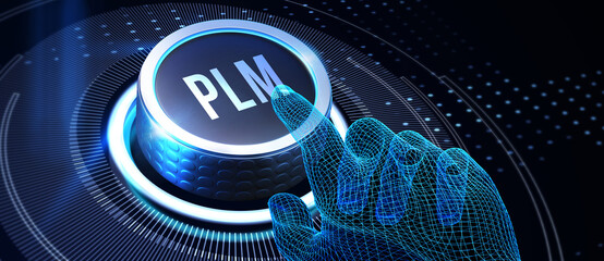 PLM Product lifecycle management system technology concept. Technology, Internet and network concept. 3d illustration