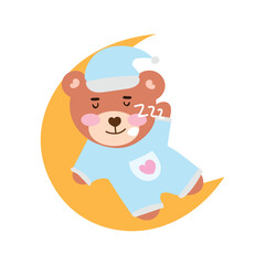 Adorable baby bear sleeping on the moon