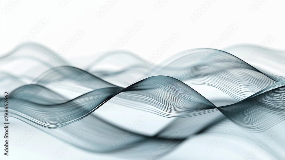 Poster abstract wavy wire art: modern technological background with futuristic design element - 3d render o