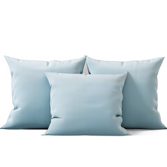Three soft blue pillows on a white background 3d illustration