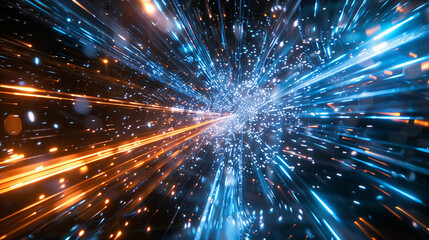 Naklejka premium a world where quantum teleportation enables instant communication and transportation across vast distances, revolutionizing connectivity and travel.