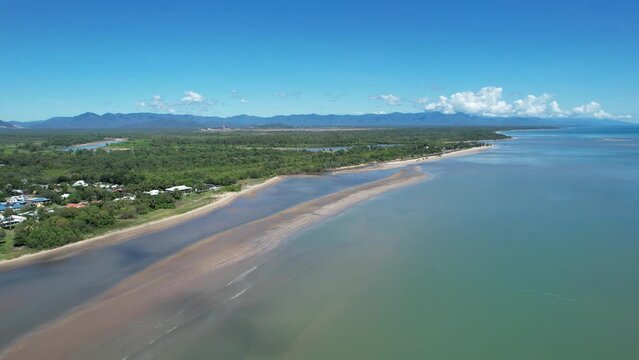 Aerial footage of Bushland Beach Townsville Queensland, Australia