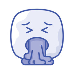 Get your hands on this trendy vomiting emoji icon design
