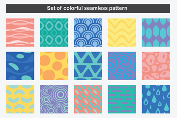 Set of colorful seamless pattern. Abstract fabric pattern