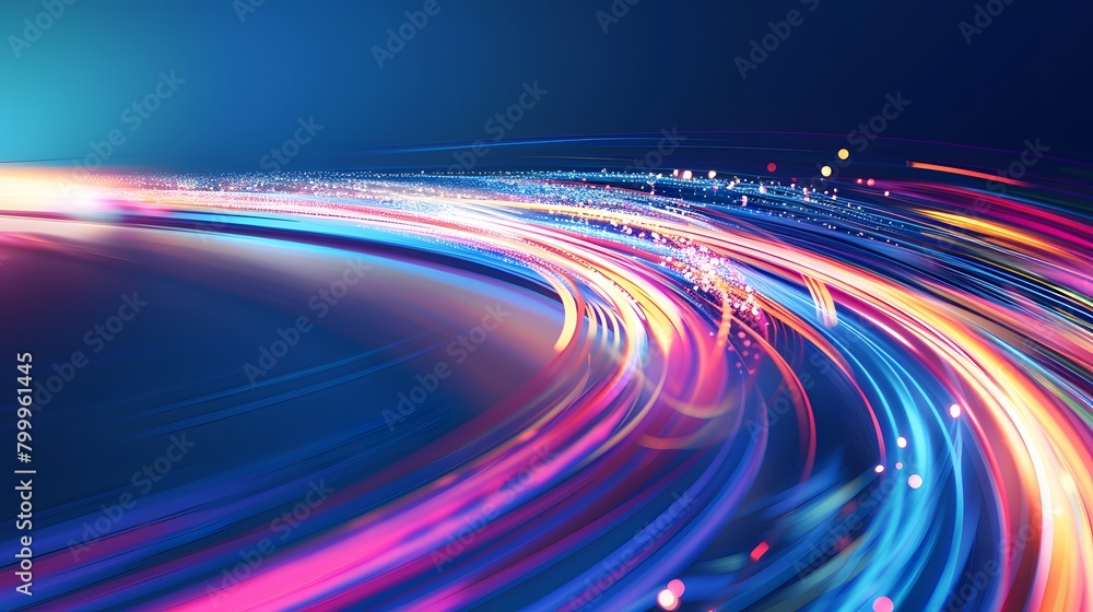 Aufkleber modern abstract high-speed movement. colorful dynamic motion on blue background. movement technology