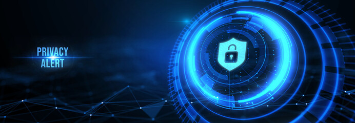 Technology, Internet, business and network concept. Privacy alert. 3d illustration