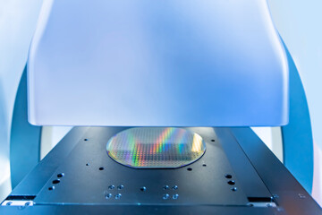 silicone wafer under the microscope,integrated circuits to manufacture CPU and GPU