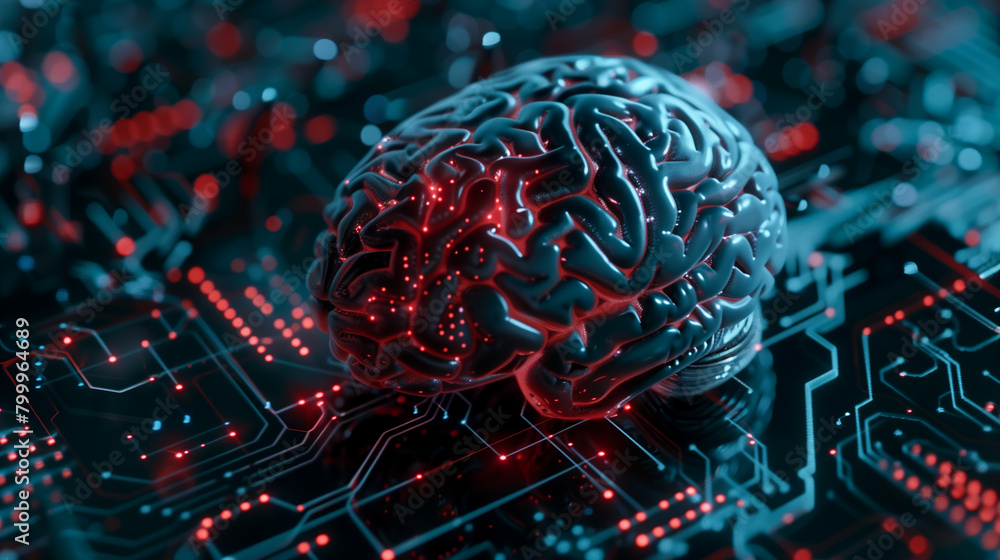 Poster a world where brain implants enhance cognitive abilities and enable direct brain-to-brain communicat
