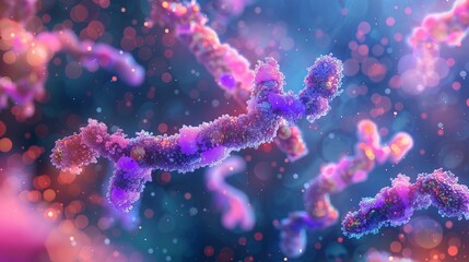 Fototapeta premium Genetics, DNA, Science, Research, Biology, Cells, Chromosomes, Medicine, Health, Technology, Laboratory, Molecular, Microscopic, Geneticist, Experiment, Genome, Biotechnology, Discovery, Evolution, Ce