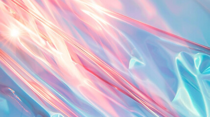 Sunlight flash background with refraction and reflection of light in soft blue and pink tones