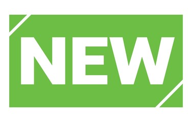 NEW text written on green stamp sign.