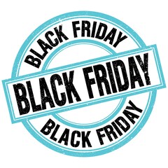 BLACK FRIDAY text on blue-black round stamp sign
