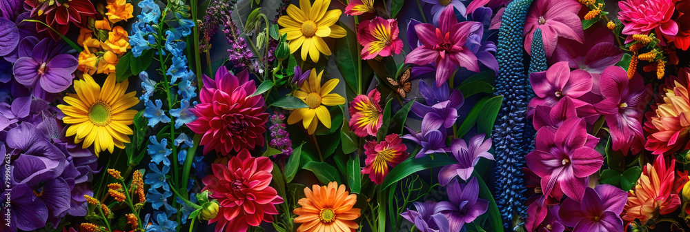 Aufkleber a group of assorted flowers are positioned closely beside each other, displaying a colorful array of